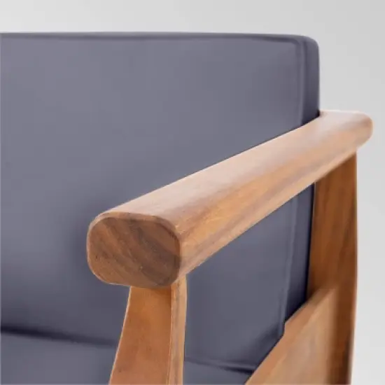 Aston 4pk Acacia Wood Mid-Century Modern Club Chairs - Teak/Gray - Christopher Knight Home image {3}