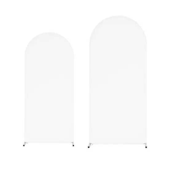 Wedding Arch Stand Covers, Stretchy Wedding Arch Cover, 5.9ft+6.6ft Spandex Round Top Backdrop Cover for Banquet Decoration One Size,White image {6}