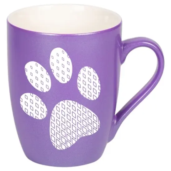 Elanze Designs Pawprint Diamond Gradient Passion Purple 10 ounce New Bone China Coffee Cup Mug image {1}