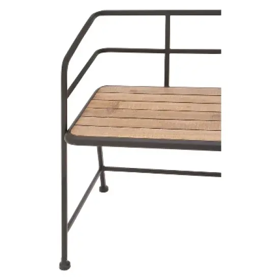 Metal and Wood Bench Slat Back Black/Brown - Olivia & May image {2}