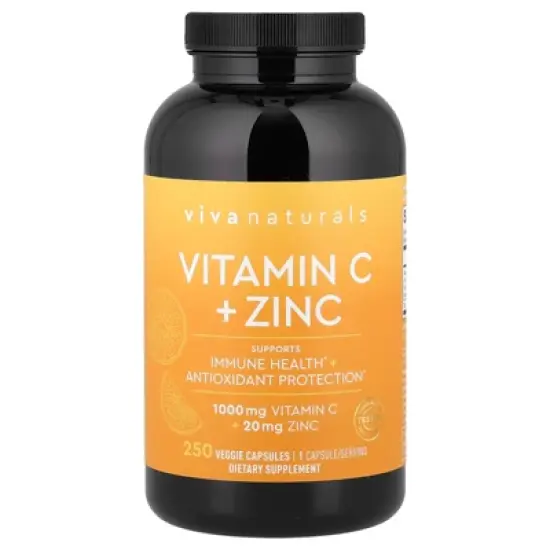 Viva Naturals Vitamin C + Zinc, 250 Veggie Capsules image {2}