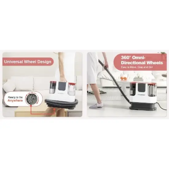 MUJERBAY 12Kpa Upholstery Carpet Cleaner, Portable Spot Cleaner with Wheels & Handle, Cleaner Couch,Car vacuum,Blue image {11}