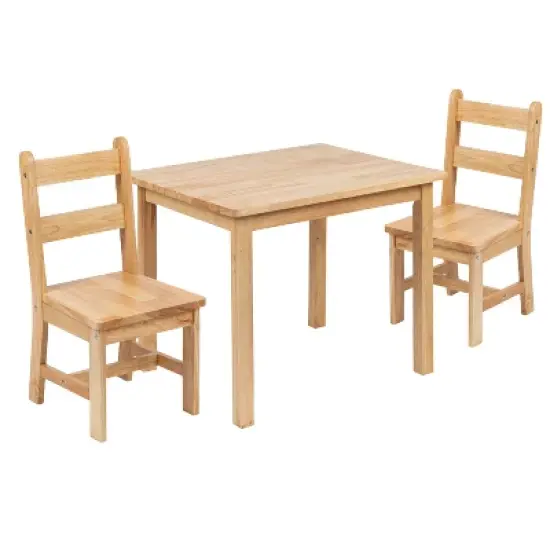 Emma and Oliver Kids 3 Piece Solid Hardwood Table and Chair Set for Playroom, Kitchen image {14}