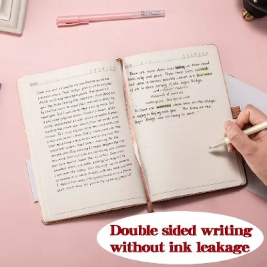 A6 PU Leather Notebook Business Notepad 96 Sheets Inner Pages(Pink) image {4}