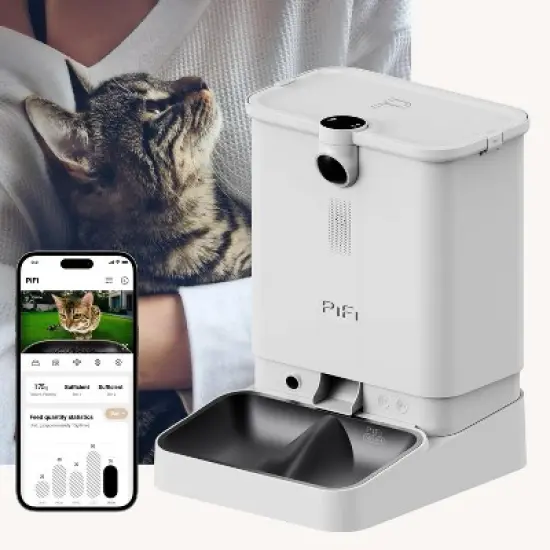 PiFi All-in-One Smart Pet Feeder AI-Powered Dog Feeder - Indoor & Outdoor Use - Dual 1080p HD Cameras - Two-Way Audio image {1}