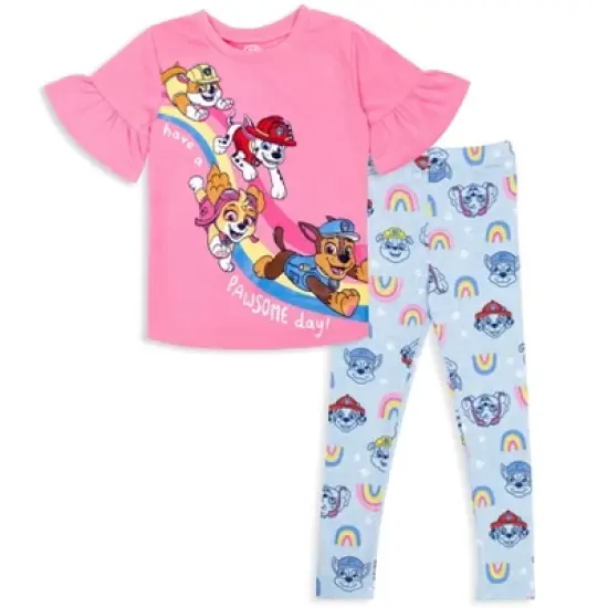 PAW Patrol Marshall Skye Rubble Girls Graphic T-Shirt and Leggings Outfit Set Little Kid to Big Kid image {9}