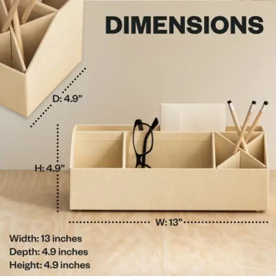Bigso Elisa Desk Organizer with 7 Compartments &ndash; Durable Office Supply Caddy &ndash; Cream &ndash; 13x4.9x4.9in image {5}