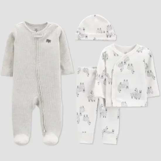 Carter's Just One You&reg; Baby 4pc Llama Pajama Set - White/Gray image {9}