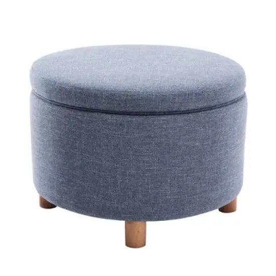 Large Round Storage Ottoman with Lift Off Lid - WOVENBYRD image {9}