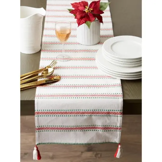Design Imports  Christmas Jacquard Reversible Table Runner, Joyful Snowflakes, 14X108" image {5}