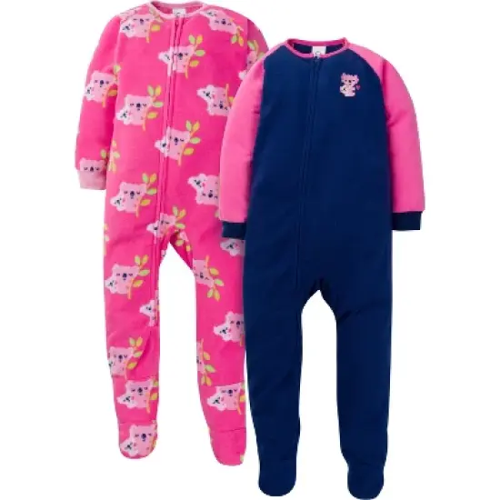 Gerber Infant and Toddler Girls' Fleece Footed Pajamas, 2-Pack image {11}