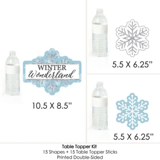 Big Dot of Happiness Winter Wonderland - Snowflake Holiday Party and Winter Wedding Party Centerpiece Sticks - Table Toppers - Set of 15 image {6}