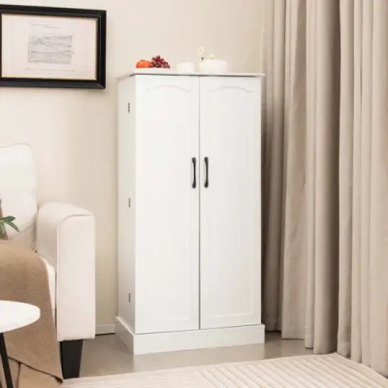 Costway 47.5" kitchen Pantry Cabinet with Doors Adjustable Shelves Anti-toppling Devices image {7}