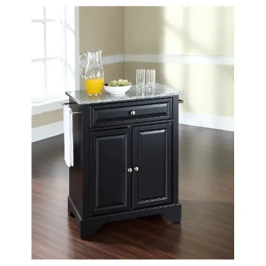 LaFayette Solid Granite Top Portable Kitchen Island - Black - Crosley image {2}