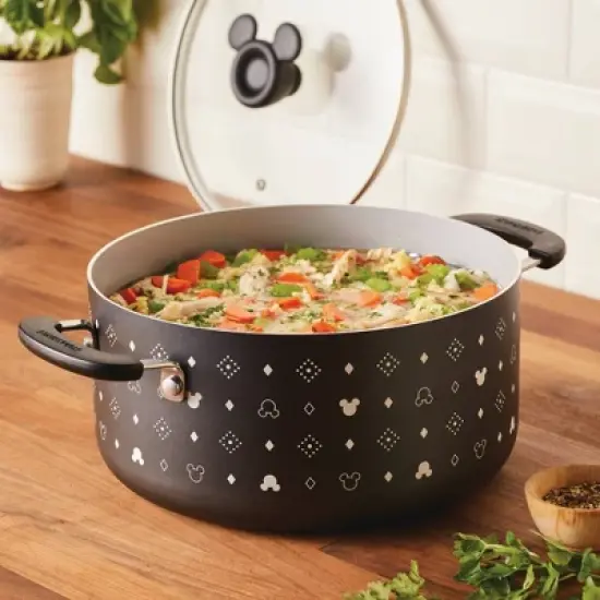 Farberware Disney Monochrome 5.5qt Ceramic Nonstick Stockpot with Lid Black: Dishwasher-Safe, Gas & Electric Compatible image {8}