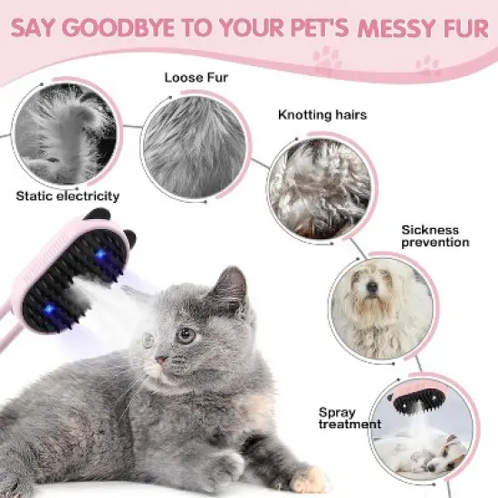BABYYER Cat Steam Brush for Shedding, 4 in 1 Water Cat Brushes for Indoor Cats Hair Brush with Spray, Steam Brush for Cat & Dog image {4}