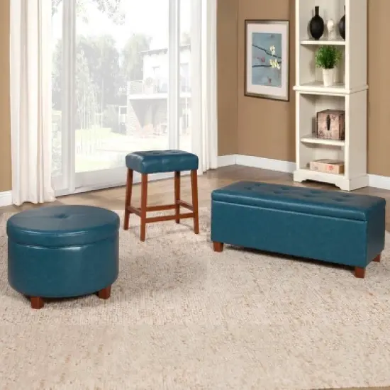 Large Round Storage Ottoman - HomePop image {9}