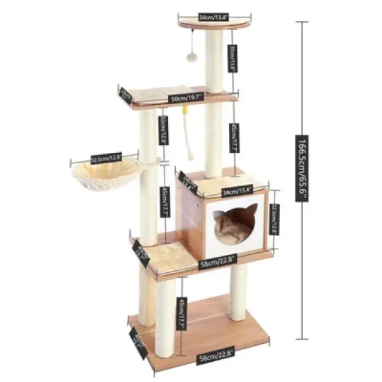 Modern Cat Tree Tower for Indoor Cats with Hammock image {3}