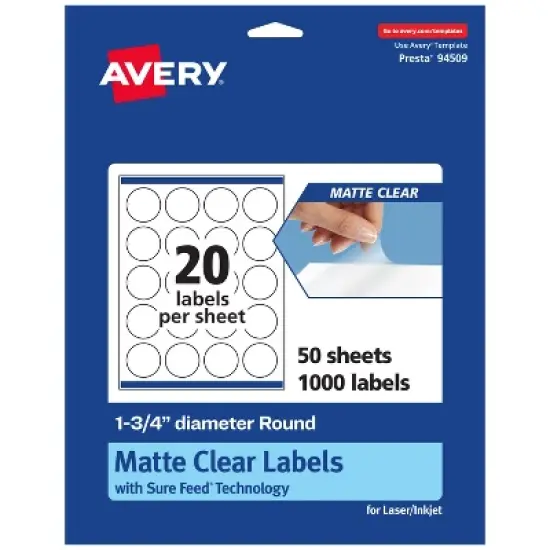 Avery Matte Clear Labels,  1-3/4" diameter Round image {8}