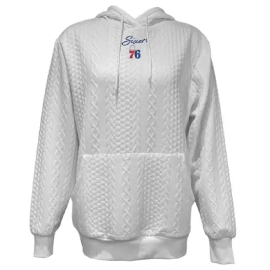 NBA Philadelphia 76ers Women's Long Sleeve Crusive Textured White Hooded Sweatshirt image {4}