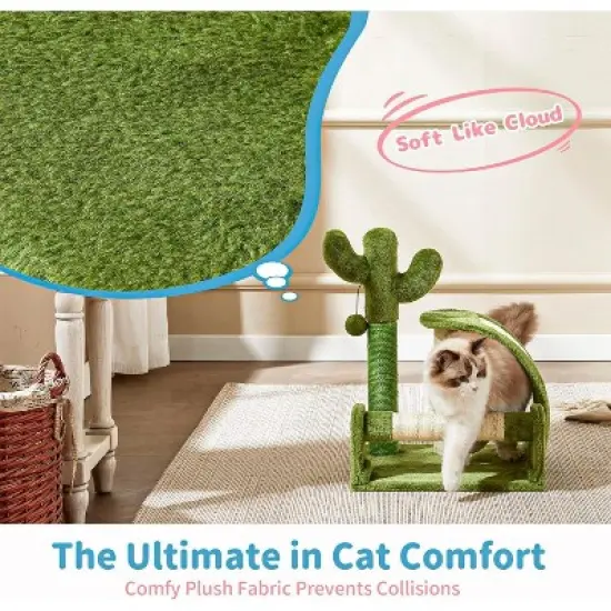 Cactus Scratcher Tree for Indoor Small Cats with Natural Sisal Ropes image {4}