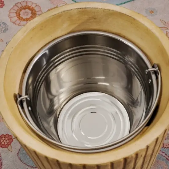 Moda Furnishings Multifunctional Outdoor Terrafab Faux Wood Side Table with Hidden Ice Bucket image {5}