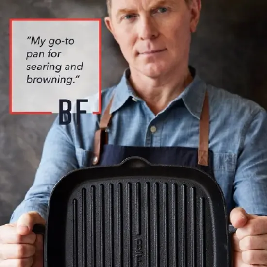 Bobby Flay 11" Cast Iron Square Grill with Dual Handles and Spouts image {4}