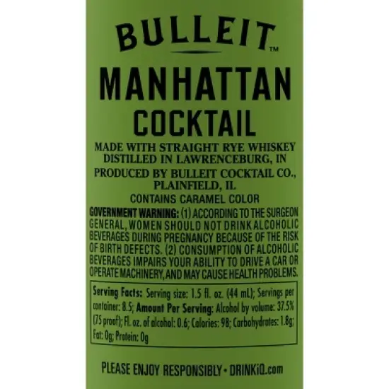 Bulleit Bourbon Manhattan Ready To Drink - 375ml Bottle image {5}