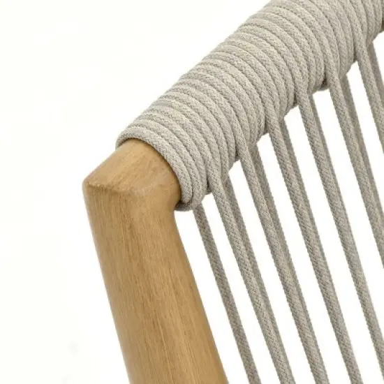 Imitation Teak 4Piece Patio Furniture Suite Modular Sofa & Accent Chair Set with Corded Weave Sides + Square Geometric Grain Table image {9}