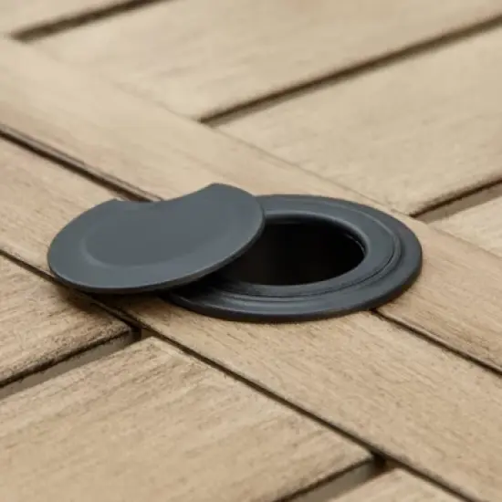 7pc Patio Dining Set with Wood Grain Tabletop & Metal Padded Arm Chairs - Captiva Designs image {5}