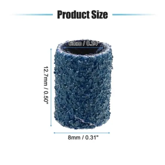 Unique Bargains 100pcs 80 Grit Nail Drill Bits Sanding Bands Gel File Polish Remover For Electric Nail Tools Blue image {3}