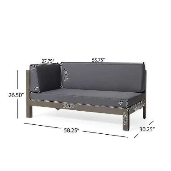 Christopher Knight Home Brava Outdoor Acacia Wood Sectional Sofa with Cushion Gray image {2}
