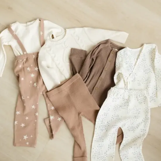 Grayson Collective Baby Cable Knit Pullover Sweater & Leggings Set - Cream/Brown image {7}