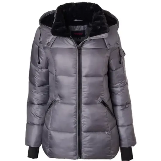 Sportoli Womens Winter Coat Hooded Plush Lined Quilted Warm Zip Up Puffer Jacket image {7}