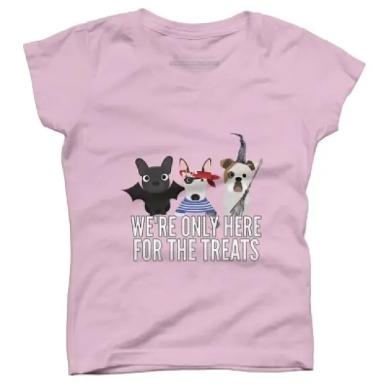 Girl's Design By Humans Dog Halloween - We're Only Here For The Treats By PedigreePrints T-Shirt image {7}