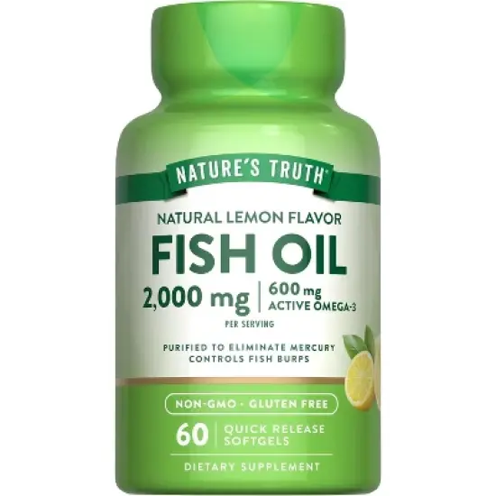 Nature's Truth Fish Oil Omega 3 | 2000 mg | 60 Softgels | Lemon Flavor | EPA & DHA | Non-GMO and Gluten Free Supplement image {7}