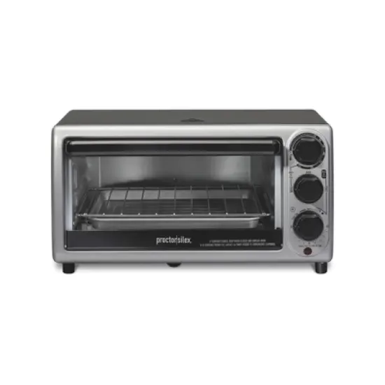 Proctor Silex 4-Slice Toaster Oven - Black: Countertop, Small, Freestanding, Includes Crumb Tray & Baking Pan image {8}