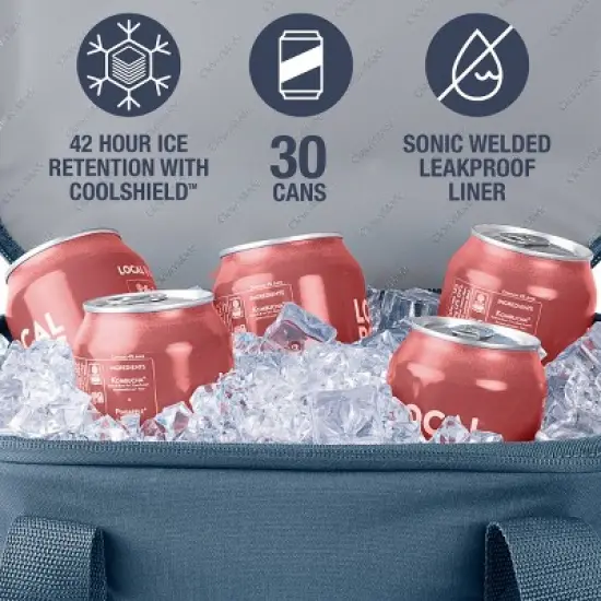 CleverMade Collapsible Tahoe 30 Cans Soft Sided Cooler - Ocean: Water-Resistant with Adjustable Straps image {3}