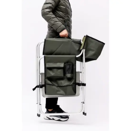 YUHAO 1PCS Outdoor Storage Pockets Lightweight Oversized Directors Chair，Padded Folding Outdoor Chair for Camping Picnics Fishing，Green image {7}