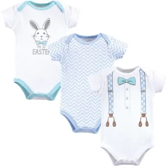 Little Treasure Baby Boy Cotton Bodysuits 3pk, Boy First Easter image {2}