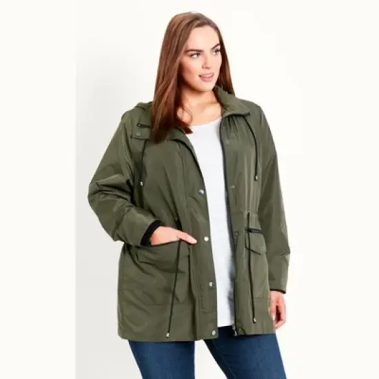Women's Plus Size Lightweight Hooded Coat  - Khaki | EVANS image {3}
