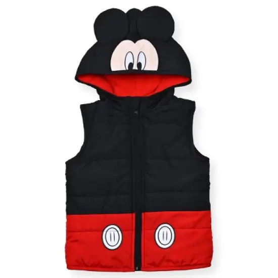 Disney Boy's 3-Pack Mickey Mouse Long Sleeve Graphic Tee, 3D Ear Hooded Vest and Drawstring Jogger Pant Set for toddler image {2}