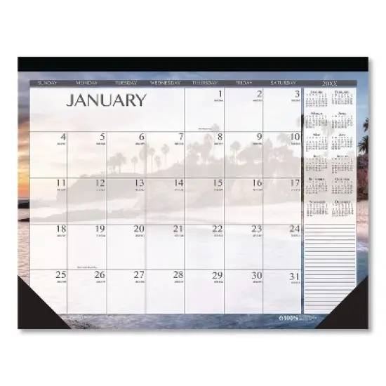 Recycled Earthscapes Desk Pad Calendar, Seascapes Photography, 22 x 17, Black Binding/Corners,12-Month (Jan to Dec): 2026 image {1}