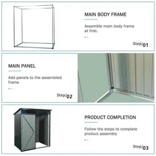 5ft x 3ft Outdoor Metal Storage Shed Transparent Plate Black image {9}