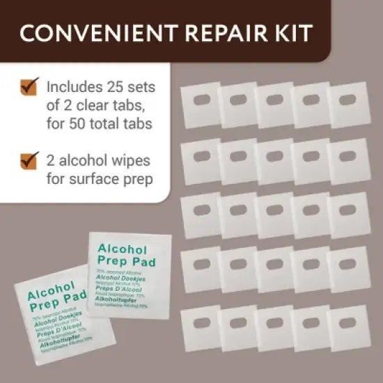 Impresa Clear Vertical Blind Repair Tabs - Stick-On Tabs (25 Sets) with 2 Alcohol Wipes image {3}