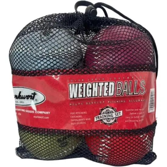 Markwort 12-Inch Softball Weighted Training Set &ndash; Set of 4 Balls (9 oz, 10 oz, 11 oz, 12 oz) &ndash; Leather Cover image {3}