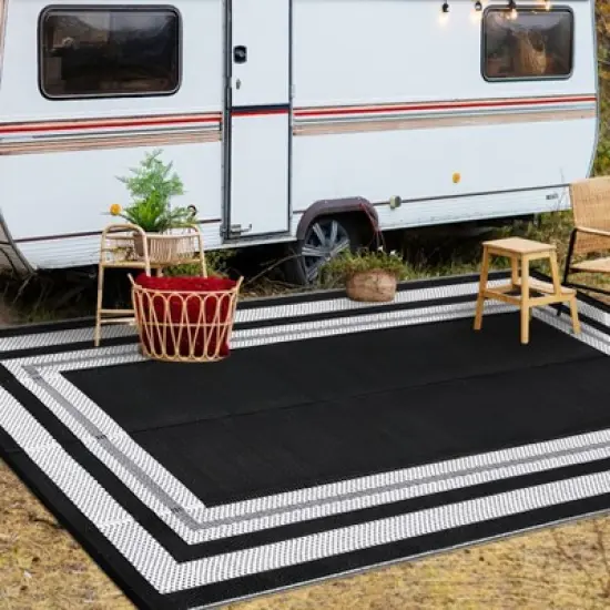 Washable Camping Rug for Patio Easy-Clean Stain-Resistant Plastic Carpet image {1}