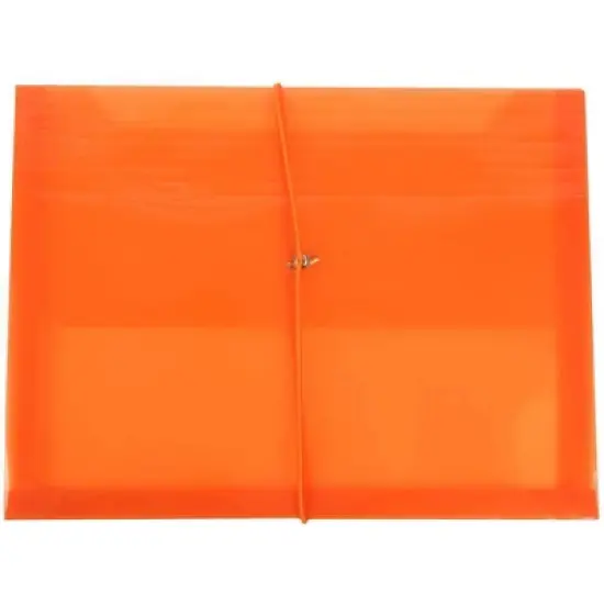 JAM Paper 9 3/4'' x 13'' Plastic Envelopes with 2 5/8" Expansion, Elastic Closure, Letter Booklet - Orange: Large File Binder image {4}