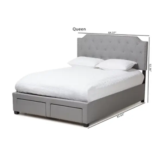 Aubrianne Modern and Contemporary Fabric Upholstered Storage Bed Gray - Baxton Studio image {3}