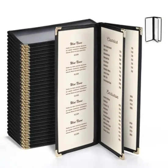 WeChef 30 Pcs Restaurant Menu Covers Holders for 4.25 x 11" Paper 3 Page 6 View image {9}